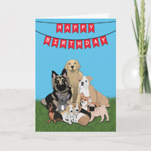 Tarjeta de perro de cumpleaños feliz