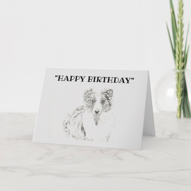 Tarjeta de perro de cumpleaños feliz en blanco (Anverso)