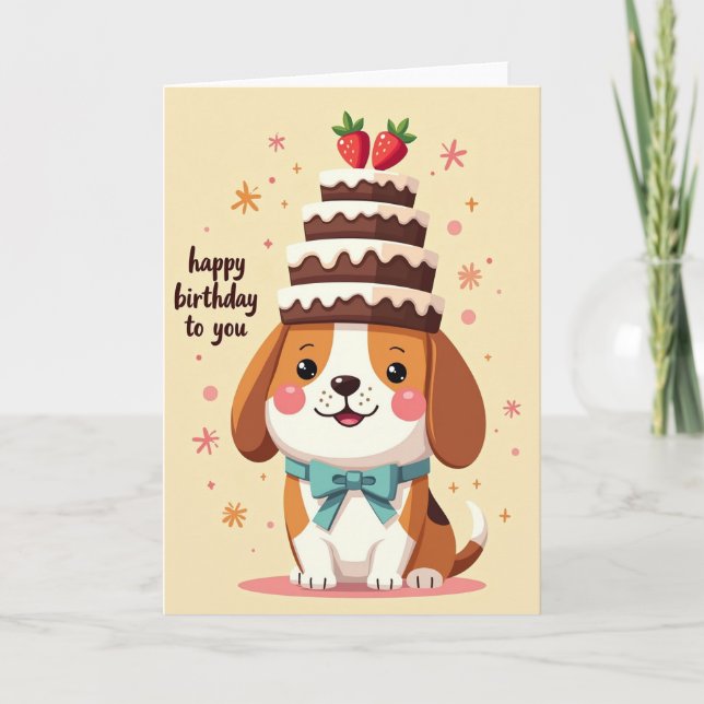 Tarjeta de perro de dibujos animados dulces (Anverso)