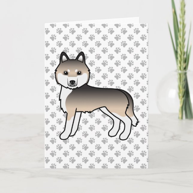 Tarjeta de perro de dibujos animados lindo Husky S (Anverso)