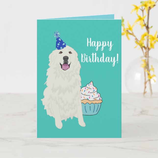 Tarjeta de perro de montaña Great Pyrenees (flor amarilla)