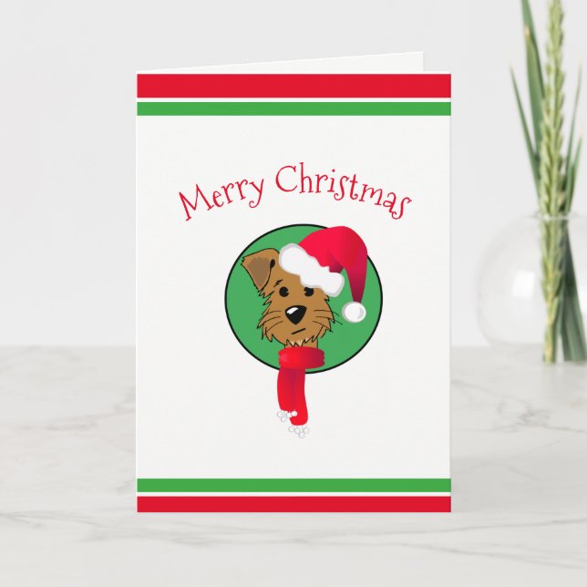 Tarjeta de perro de Navidad lindo (5" x 7) (Anverso)