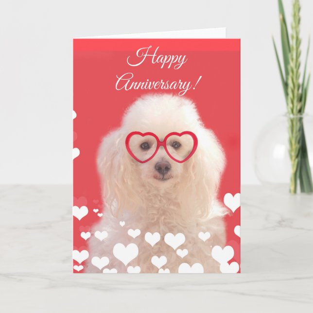 Tarjeta de perro de poodle Happy Aniversario (Anverso)