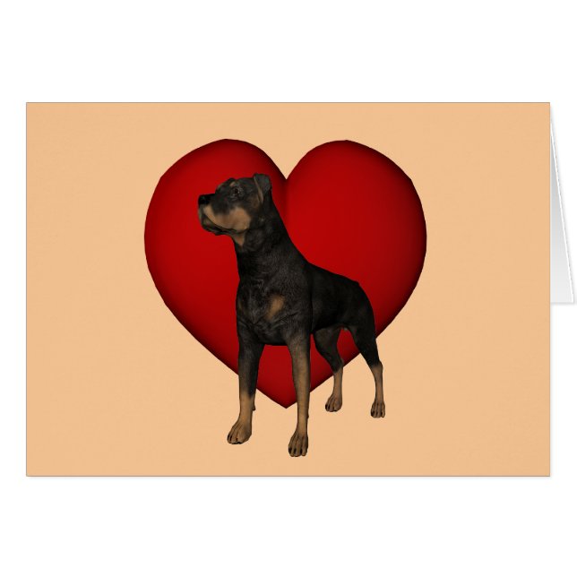 Tarjeta de perro del corazón rojo Rottweiler (Anverso (Horizontal))