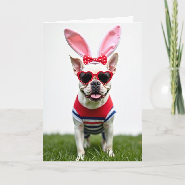 Tarjeta de Perro Divertido con Orejas (Anverso)