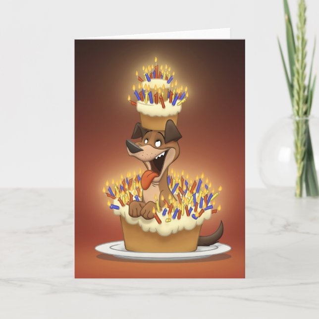 Tarjeta de Perro en un Pastel (En Blanco Por Dentr (Anverso)