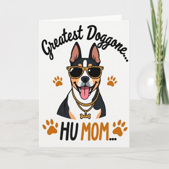 Tarjeta de perro genial con patrón de huella de pa (Anverso)