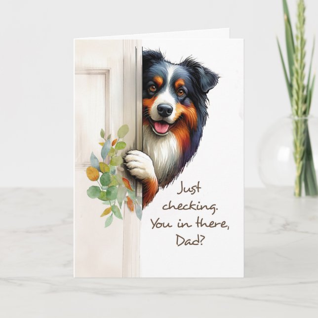 Tarjeta De Perro gracioso Día del Padre Peaking Pup (Anverso)