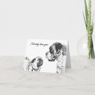Tarjeta de perro Love Valentines Couple Pug Boxer