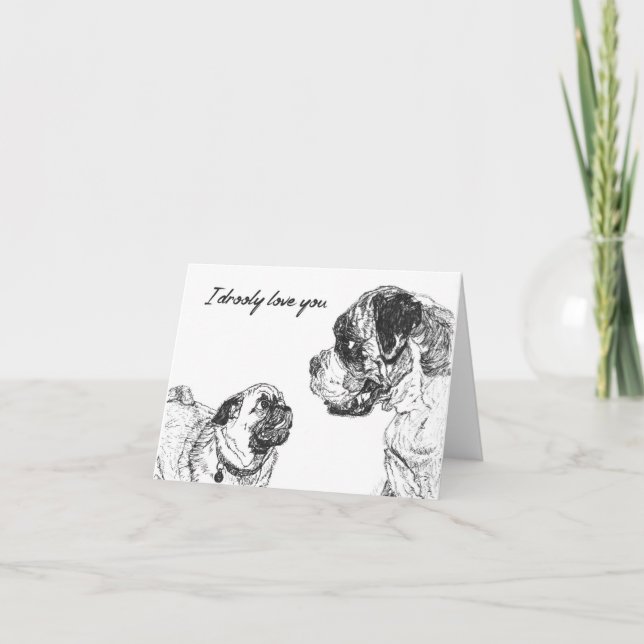 Tarjeta de perro Love Valentines Couple Pug Boxer (Anverso)
