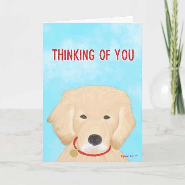 Tarjeta de Perro Pensando en Ti Golden Retriever (Anverso)
