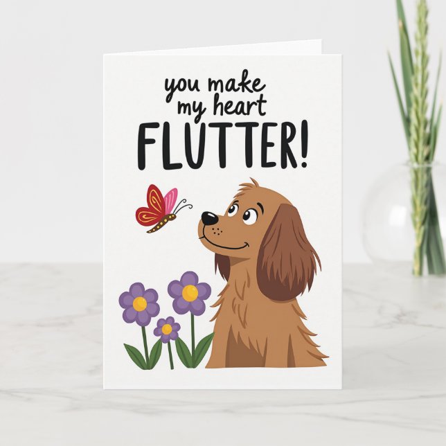 Tarjeta de perro que hace revolotear mi corazón (Anverso)