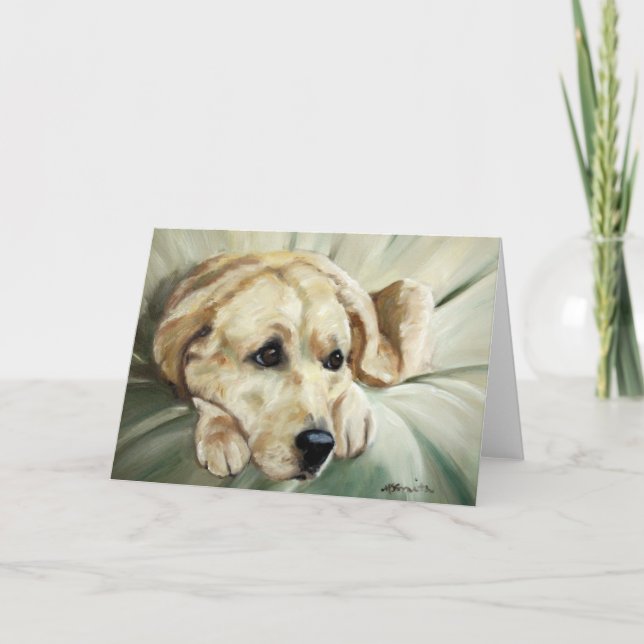 Tarjeta de perro recuperadora de Labrador amarillo (Anverso)
