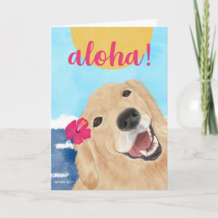 Tarjeta de perro Retriever Dorado Aloha Sun and Wa