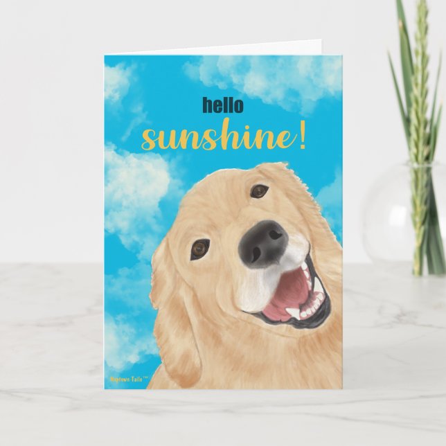 Tarjeta de perro retriever dorado Hello Sunshine (Anverso)