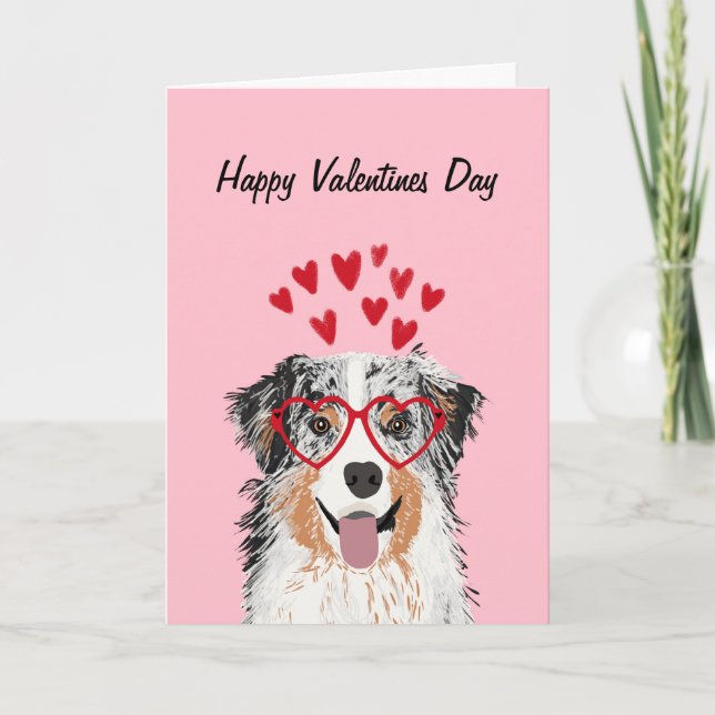 Tarjeta de perro San Valentín Merle Azul Pastor Au (Anverso)