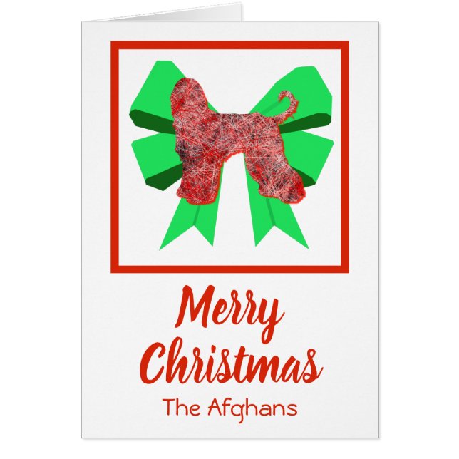 Tarjeta de perro y vaca verde para Navidades de he (Frente)