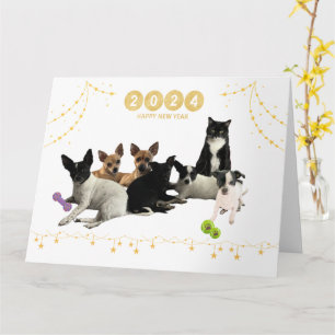 Tarjeta de Perros Año Nuevo 2024