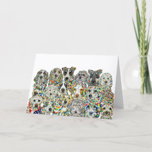 Tarjeta de perros artísticos en blanco
