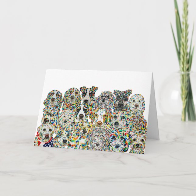 Tarjeta de perros artísticos en blanco (Anverso)