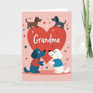 Tarjeta de perros con patrón de corazón de abuela