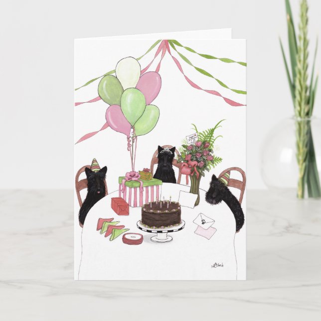 Tarjeta de Perros de Escocia Feliz Cumpleaños de B (Anverso)