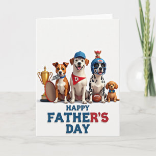 Tarjeta de perros del Día del Padre deportista