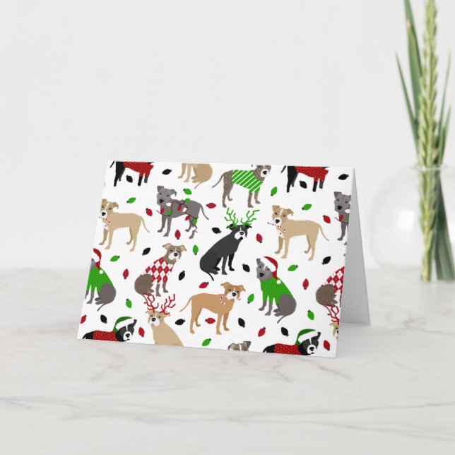 Tarjeta de perros Pitbull navidades (Anverso)