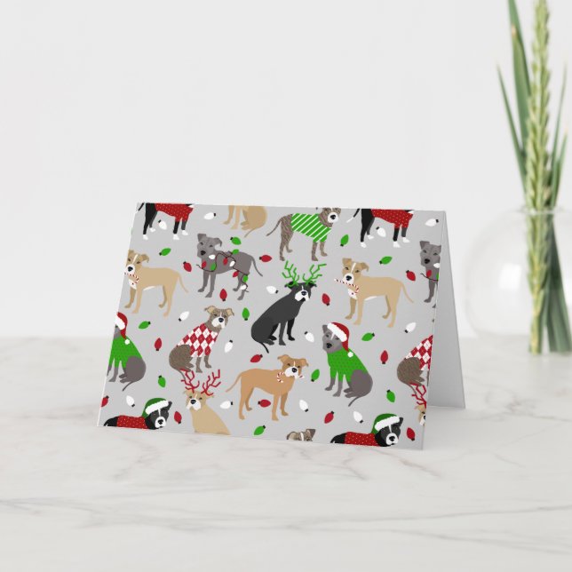 Tarjeta de perros Pitbull navidades (Anverso)