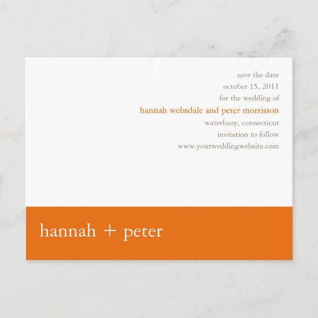 Tarjeta de Persimmon Banner :: Save the Date (Anverso)