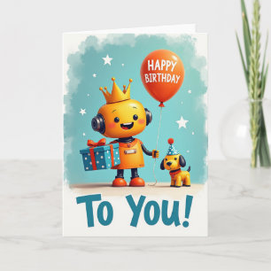 Tarjeta de personaje de fiesta con globo