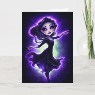 Tarjeta de Personaje Mágico Lindo y Espeluznante