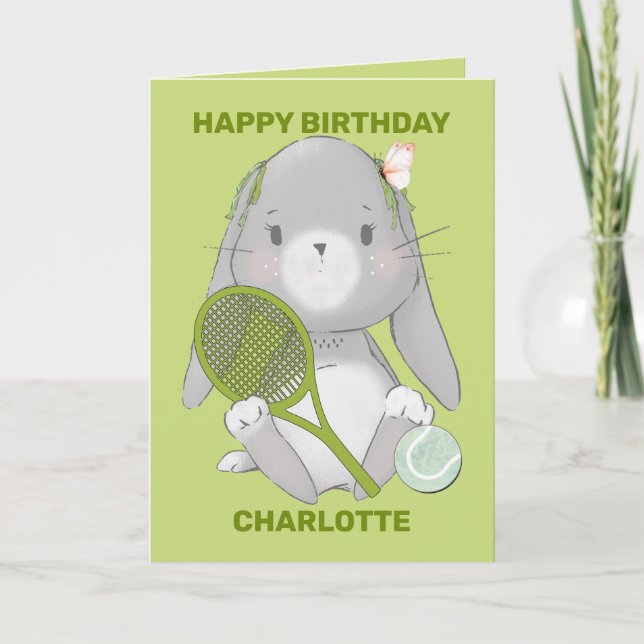 Tarjeta de personalizable 2.0 del conejo de tenis  (Anverso)