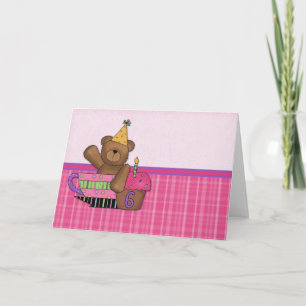 Tarjeta de Personalizable Bear de Cumpleaños de 6 