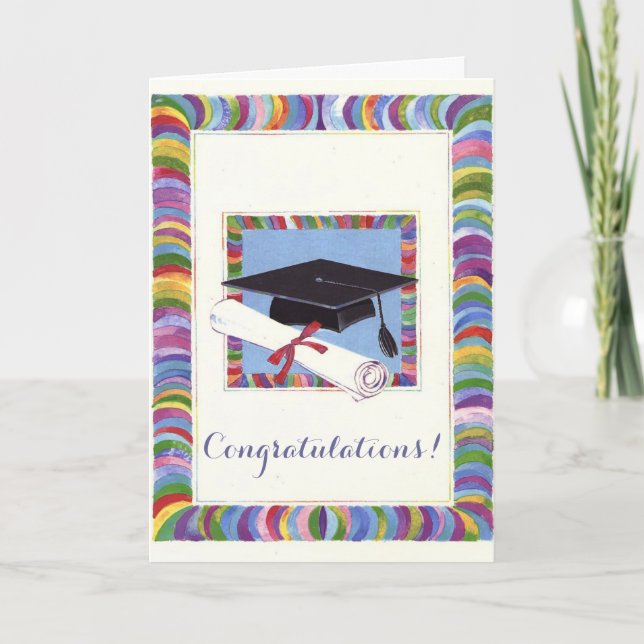 Tarjeta de personalizable colorida para graduación (Anverso)