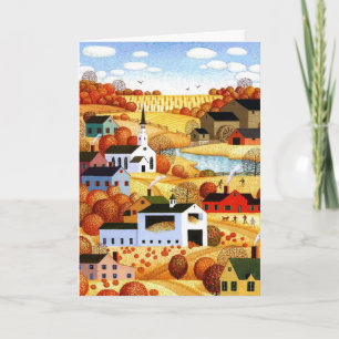 Tarjeta de personalizable de ciudad escénica otoño