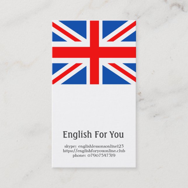 Tarjeta de personalizable de enseñanza en inglés (Anverso)