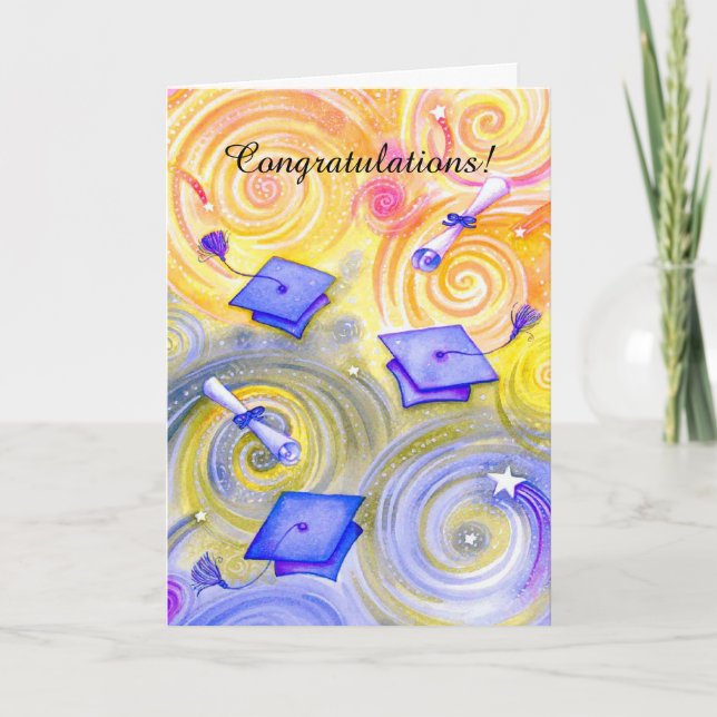 Tarjeta de personalizable de graduación de gorro d (Anverso)