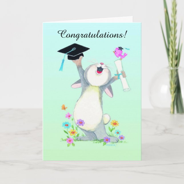 Tarjeta de personalizable de graduación de gorro d (Anverso)