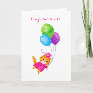 Tarjeta de personalizable de graduación del gato d