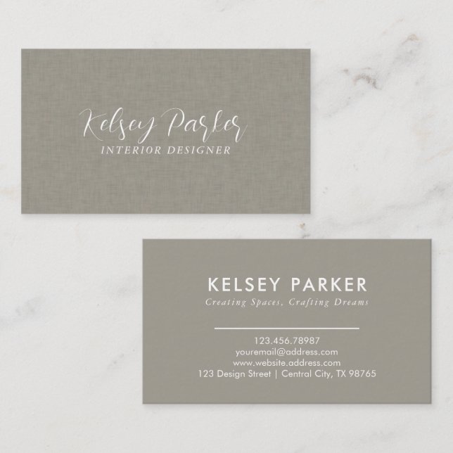 Tarjeta de Personalizable de textura de tela sutil (Anverso / Reverso)