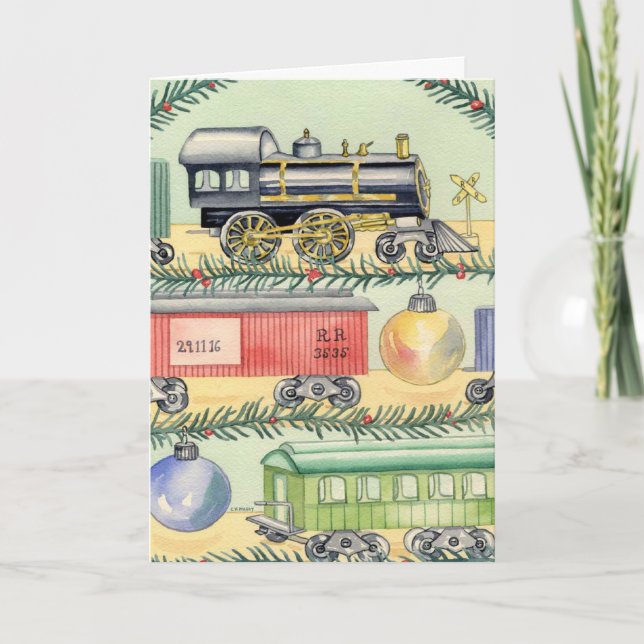 Tarjeta de personalizable de tren para navidades (Anverso)