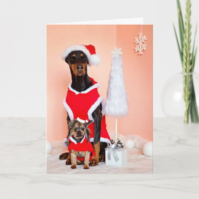 TARJETA DE personalizable DOGGY XMAS SANTA (Anverso)