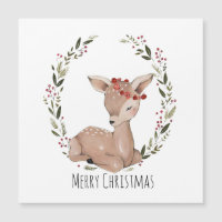 Tarjeta de Personalizable Fawn Wreath para navidad