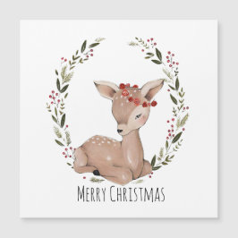 Tarjeta de Personalizable Fawn Wreath para navidad