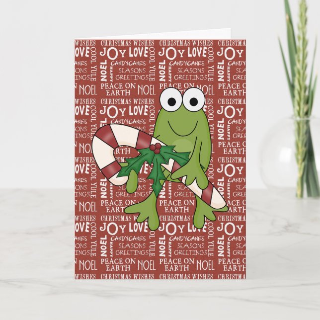 Tarjeta de Personalizable Frog Hoppy Holidays (Anverso)