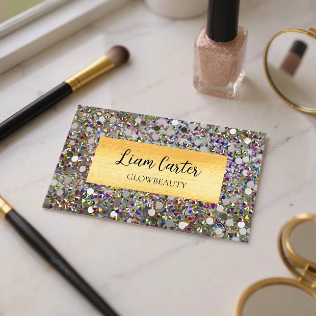 Tarjeta de Personalizable Holográfica Elegante (Holographic Business Card - Front)