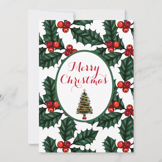 Tarjeta de Personalizable Merry Christmas Mistleto (Anverso)