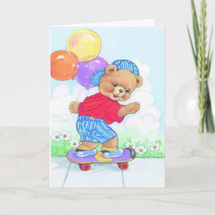 Tarjeta de personalizable para niños con patineta 