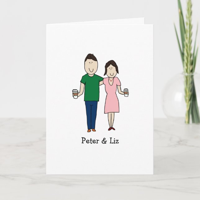 tarjeta de personalizable - pareja para beber café (Anverso)